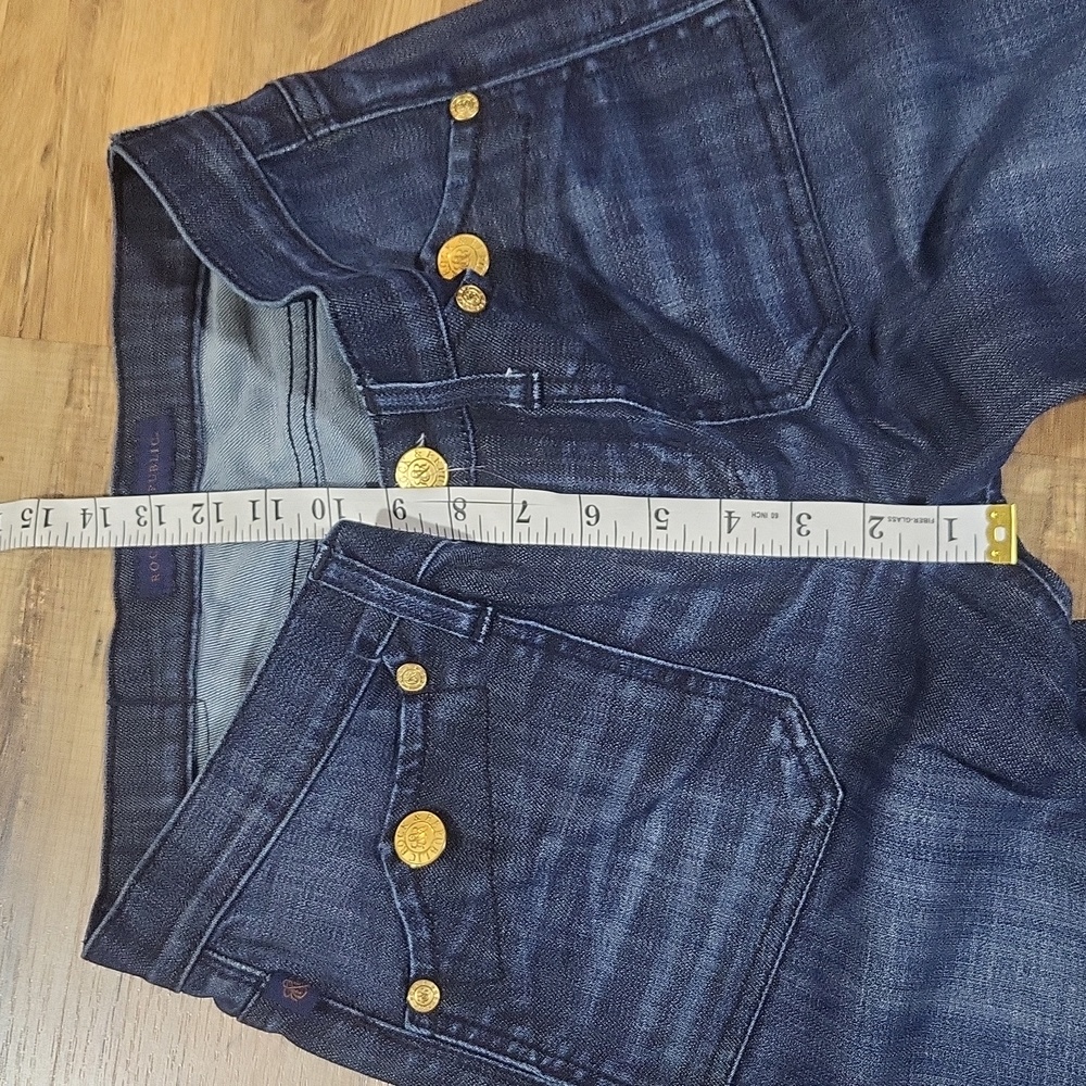 ROCK & REPUBLIC Gold Tone Button Detail Straight Leg 6 / 33.5+" inseam - Picture 14 of 16